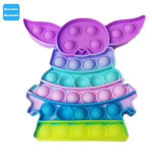 Push Pop Bubble Fidget Spinner - 5-Inch ABC Rainbow Square Design