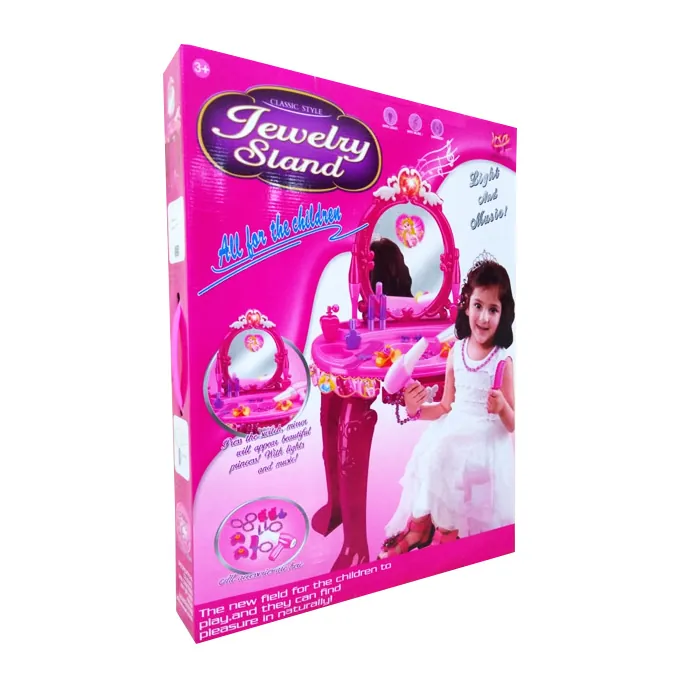 Princess Jewelry Dressing Table with Stool - Pink - Image 3