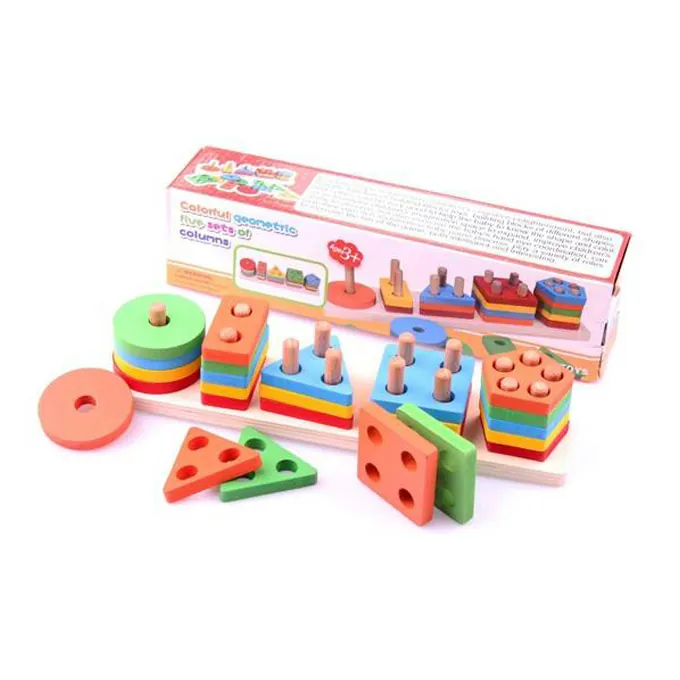 5 column - Geometric Shape Sorter - Wooden - Image 2