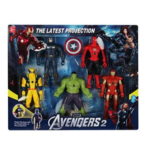 Pack of 5 Marvel Avengers Action Figures With Projector Function - Option A - 6 inches
