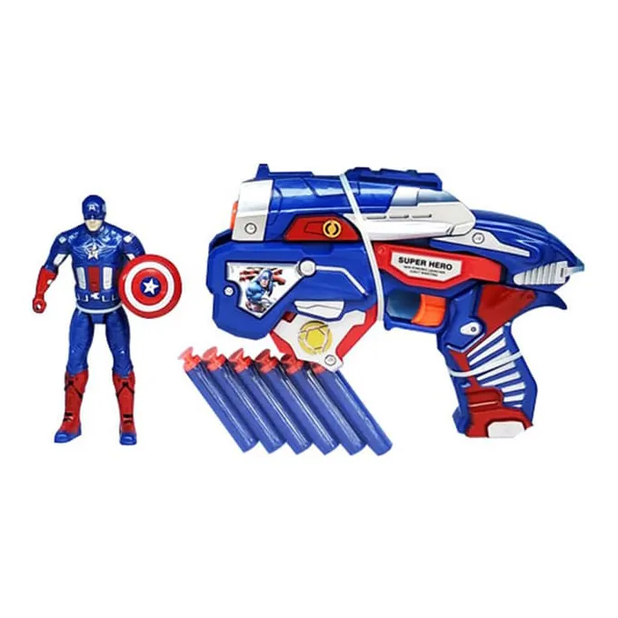 Captain America: Soft Bullet Nerf Dart Gun with Action Figure - Image 2