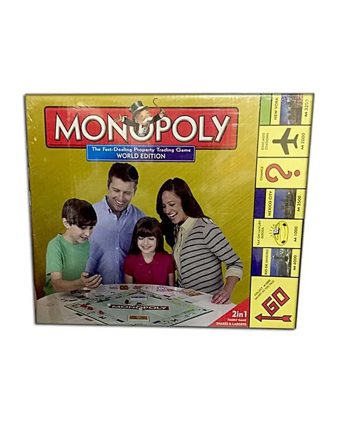 Monopoly 2 IN 1 World Edition - Snakes & Ladders Board Game