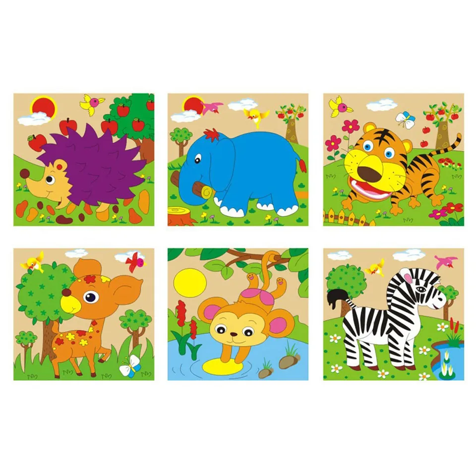 Wild Animals with Elephant - Cubical Wooden Puzzle - Image 3