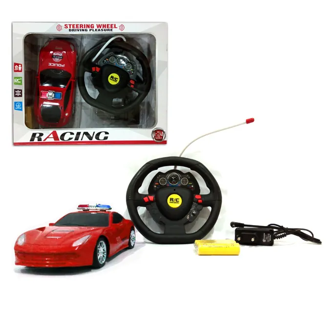 RC Police Car With Steering Wheel - Red - Image 2
