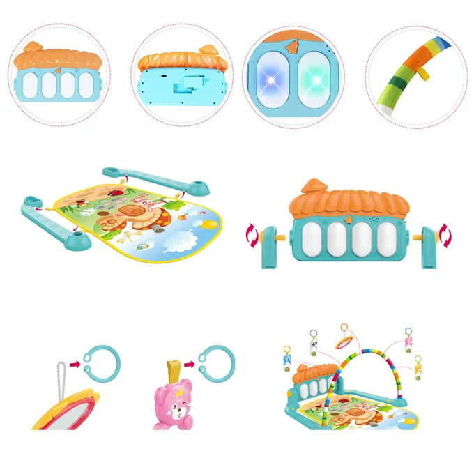 Huanger - 3 in 1 Newborn Baby Play Gym Piano Fitness Rack Mat - Image 3