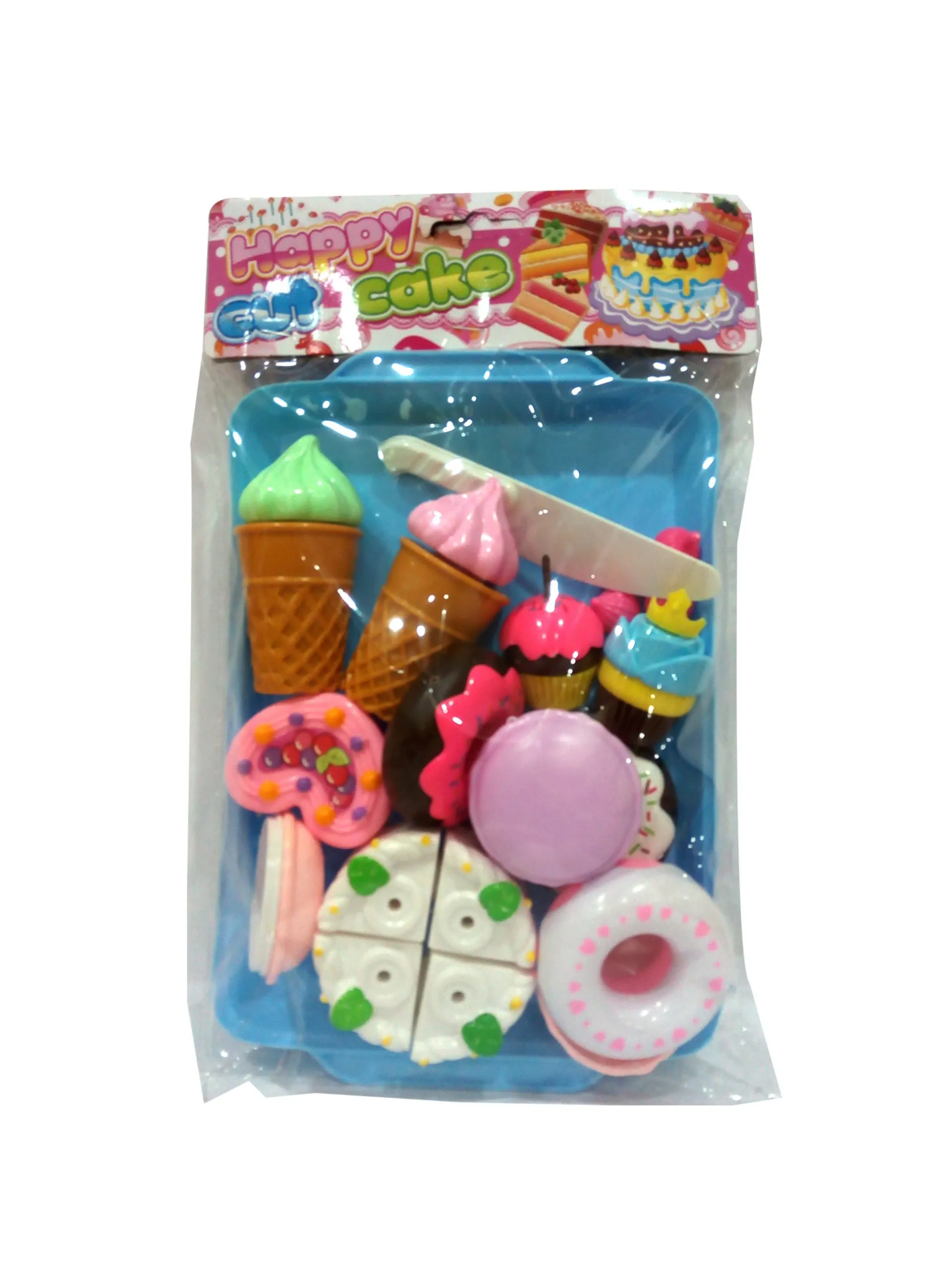 Happy Cake and Ice Cream Dessert Cutting Plastic Food Tray Set - Image 2
