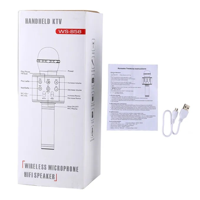 Wireless Mic with Speaker - Bluetooth Karaoke Radio Microphone - WS-858 - Image 3