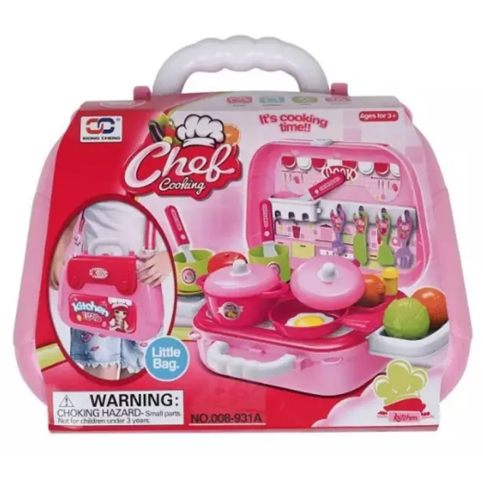 Cooking Chef Kitchen Pretend Play Set Briefcase - Pink