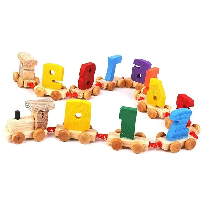 WOODEN DIGITAL NUMBERS TRAIN TOY KIDS WOOD SET