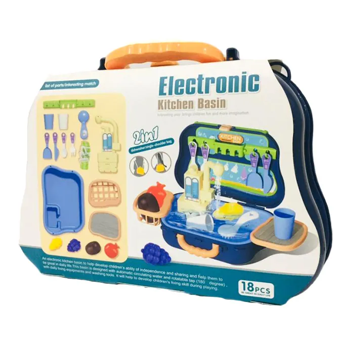 2 In 1 Electronic Kitchen Briefcase with Sink 18 pcs