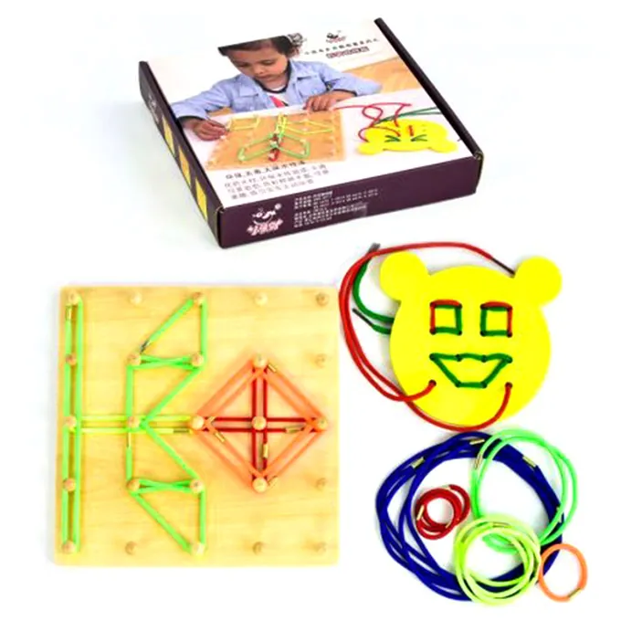 Creative Shapes Lacing Wooden Geo Board Montessori - Educational Toy