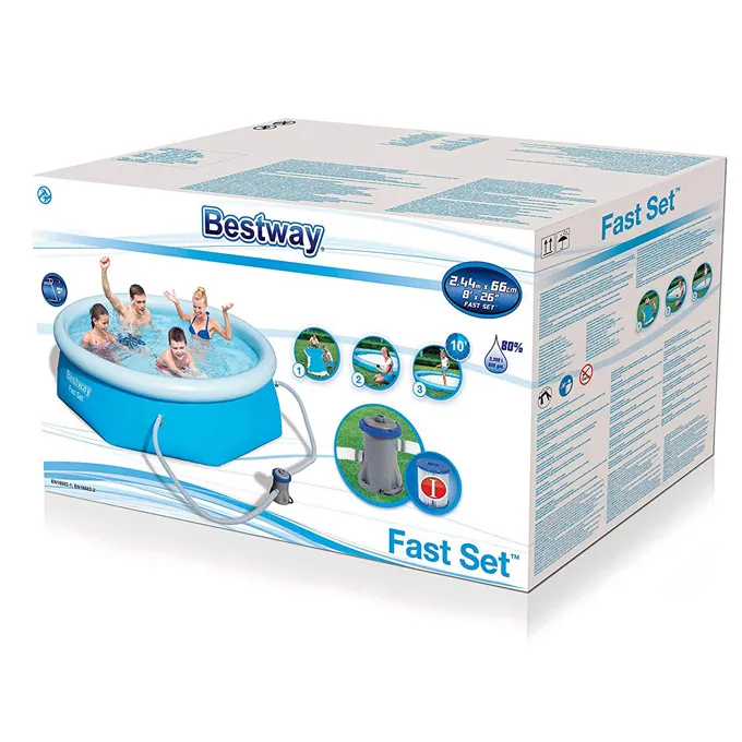 Fast Above Ground Pool Set 244x66 cm - Easy Setup Pool for Kids - Image 6