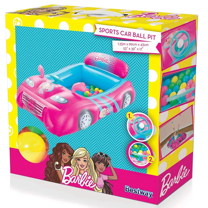 Barbie Inflatable Children's Sports Car Ball Pit with 25 Balls - Fun Pool Toy - Image 2