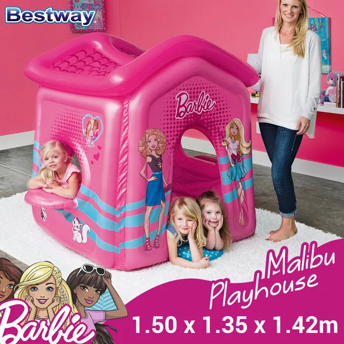 Pink Barbie Malibu Play Tent by Bestway - Indoor/Outdoor Playhouse for Kids Aged 3+ - Image 3