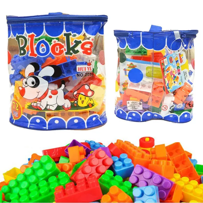 72-Piece Blue Plastic Building Blocks - Creative Toy for Kids (Ages 4+)