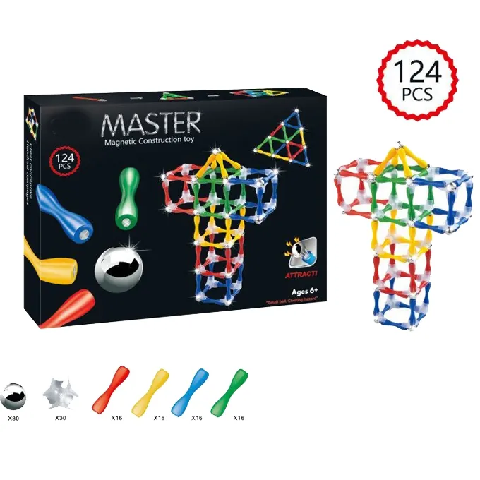 Magnetic Construction Sticks and Balls - 124 Pcs Magnetic Building Set - Image 2