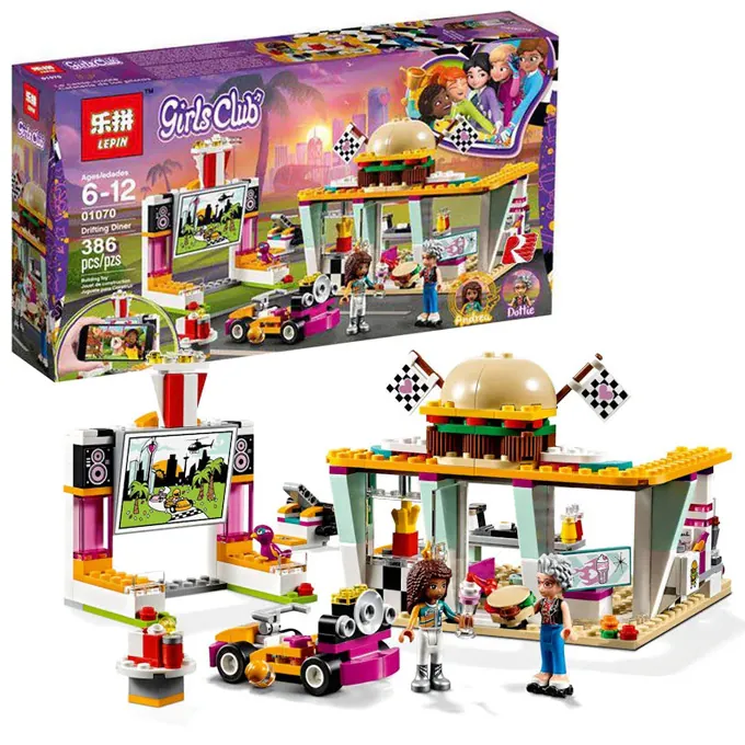 Lepin Friends Girls Drifting Burger Diner Race Car Building Blocks