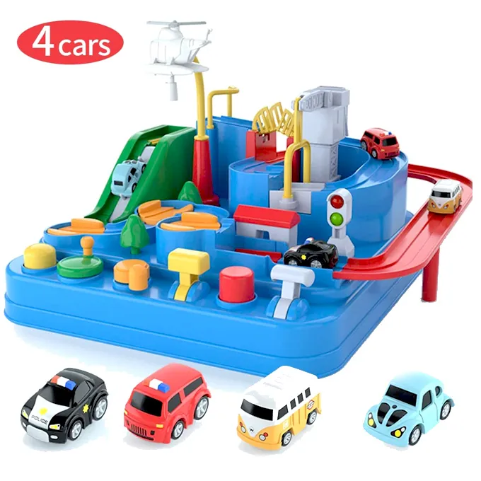 Car Adventure Race Track with Parking Garage Set ? Educational Toy with 4 Cars - Image 3