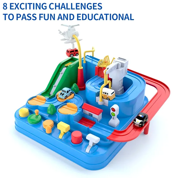 Car Adventure Race Track with Parking Garage Set ? Educational Toy with 4 Cars - Image 2