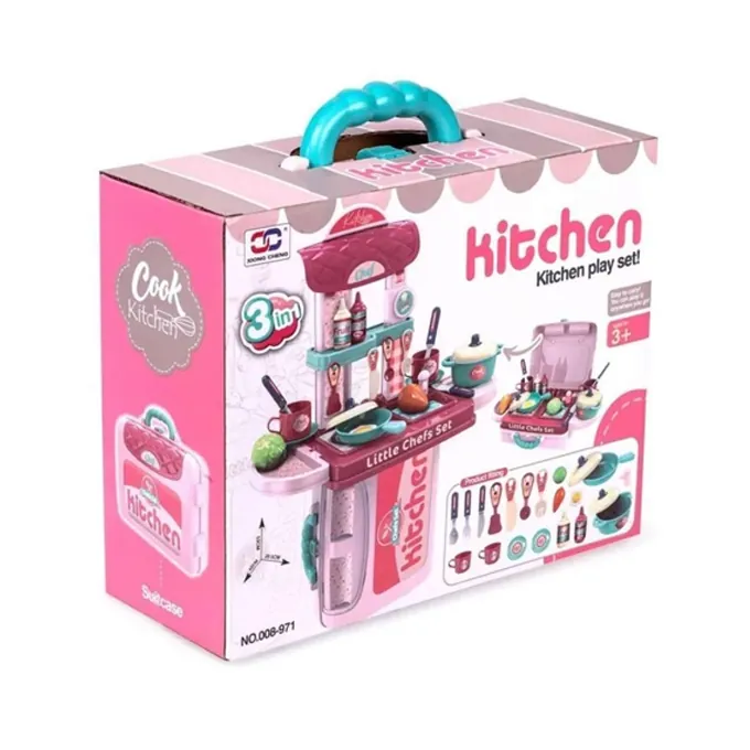 Pink Kitchen Stove Briefcase Play Set - 20 Inches - Image 2