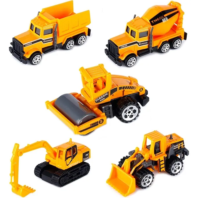 Pack of 5 Construction Trucks - Mini Engineering Die-Cast Vehicles for Kids