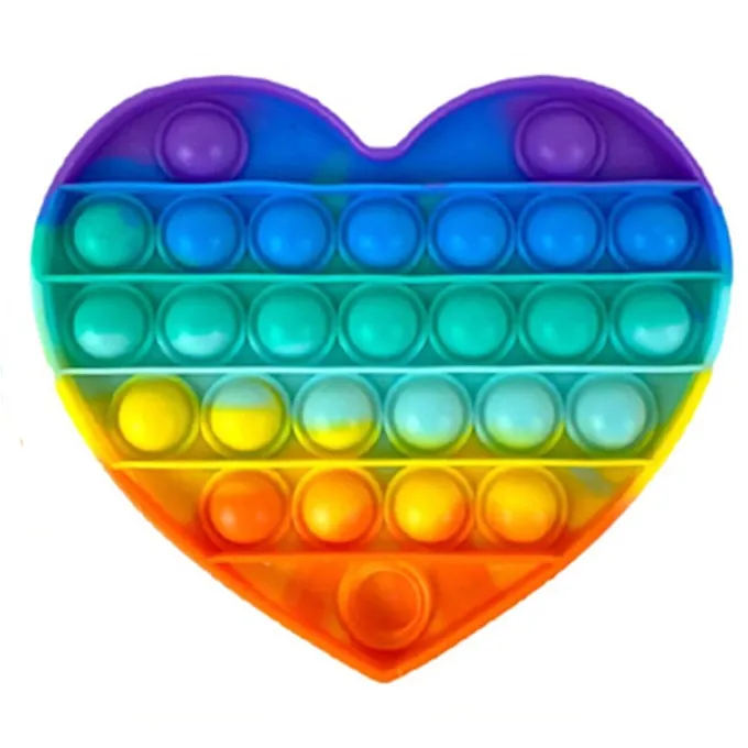 Push Pop Bubble Fidget Spinner - 5-Inch Rainbow Heart Design - Sensory Toy