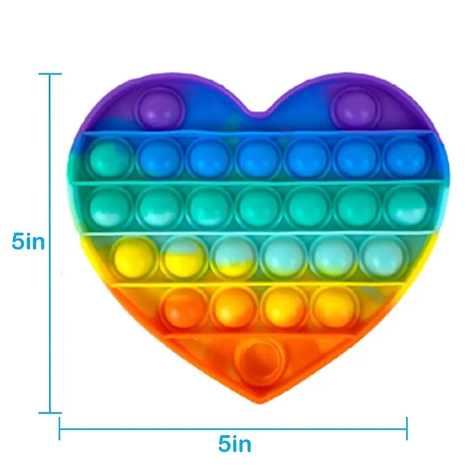 Push Pop Bubble Fidget Spinner - 5-Inch Rainbow Heart Design - Sensory Toy - Image 2