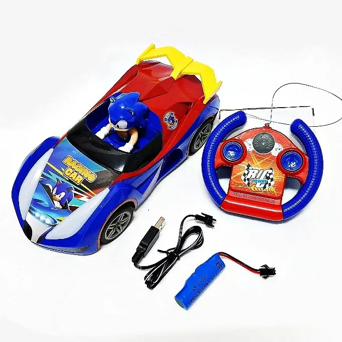 RC Sonic the Hedgehog Rechargeable Car - Blue Action Car (9 Inches)