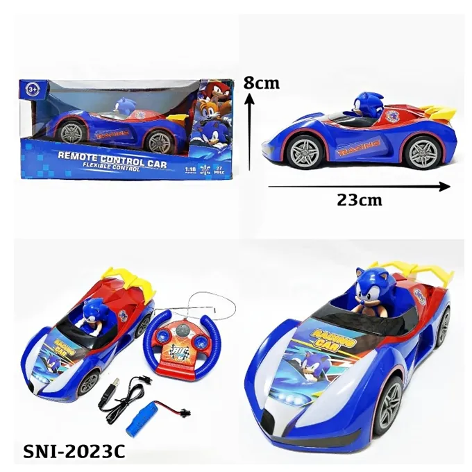 RC Sonic the Hedgehog Rechargeable Car - Blue Action Car (9 Inches) - Image 3