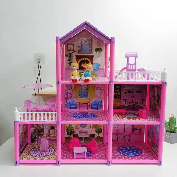 Holiday Villa Three-Story Pink Dollhouse ? Premium Toy for Girls - Image 3