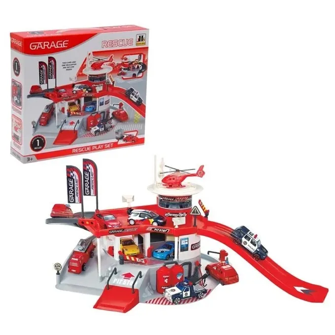Fire Fighting Rescue Garage Station with Helipad ? Activity Toy for Kids