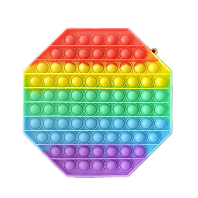 Large Push Pop-It Bubble Fidget Toy - 20cm Rainbow Square Silicone - Sensory Toy