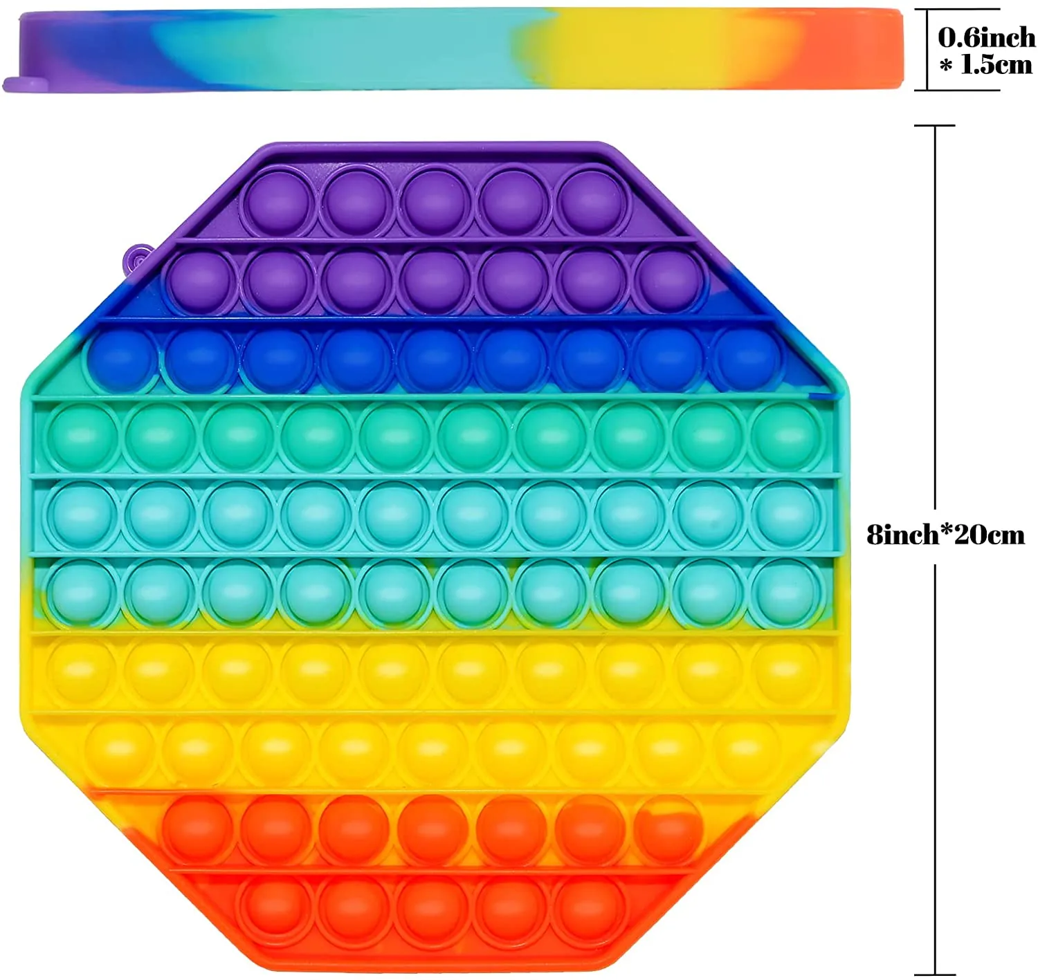 Large Push Pop-It Bubble Fidget Toy - 20cm Rainbow Square Silicone - Sensory Toy - Image 3