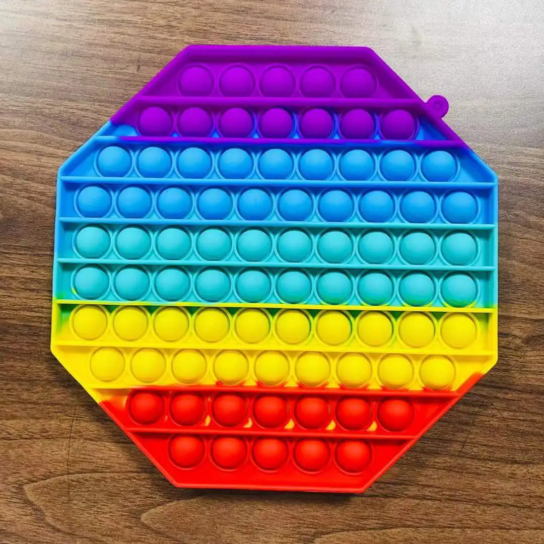 Large Push Pop-It Bubble Fidget Toy - 20cm Rainbow Square Silicone - Sensory Toy - Image 4