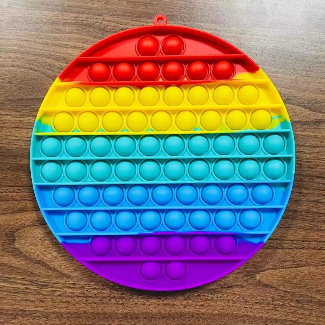 Large Push Pop-It Bubble Fidget Toy - 20cm Rainbow Silicone for Babies 0-1 - Image 3