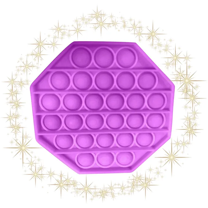 Push Pop Bubble Fidget Spinner - 5-Inch Glow-in-the-Dark Purple Octagon