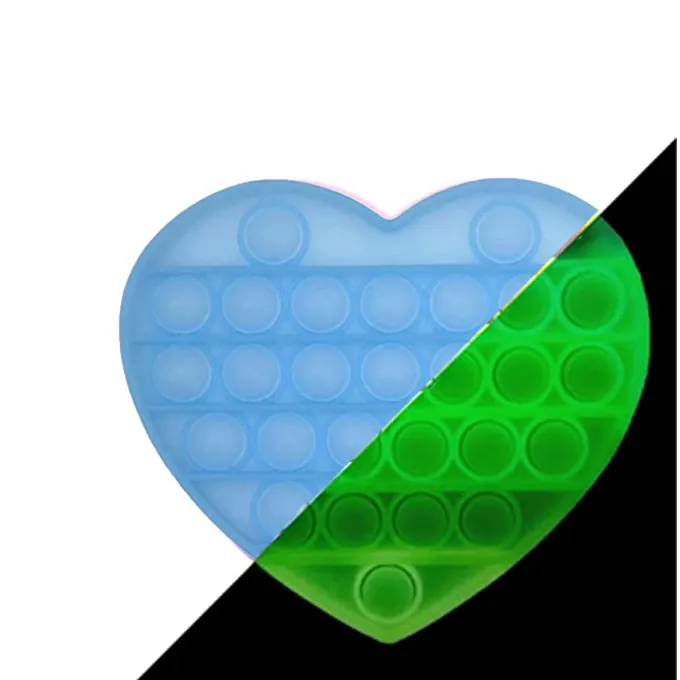 Push Pop Bubble Fidget Spinner - 5-Inch Glow-in-the-Dark Blue Heart - Sensory