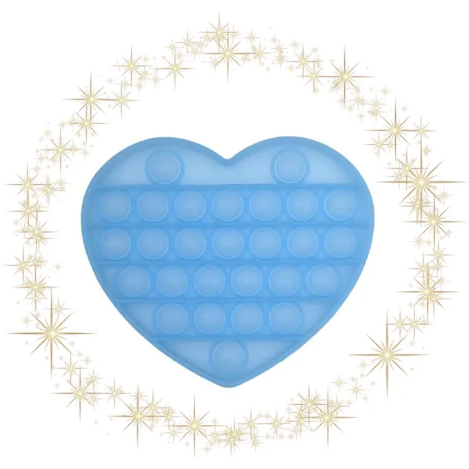 Push Pop Bubble Fidget Spinner - 5-Inch Glow-in-the-Dark Blue Heart - Sensory - Image 2