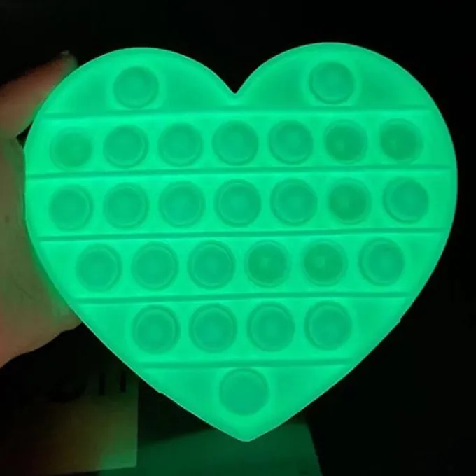 Push Pop Bubble Fidget Spinner - 5-Inch Glow-in-the-Dark Yellow Heart - Sensory - Image 2