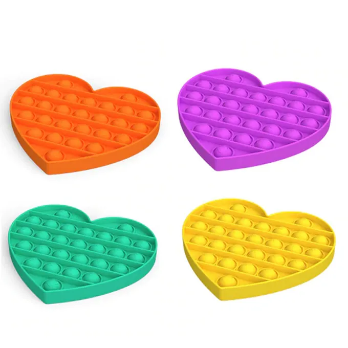 Push Pop Bubble Fidget Spinner - 5-Inch Heart in Assorted Colors