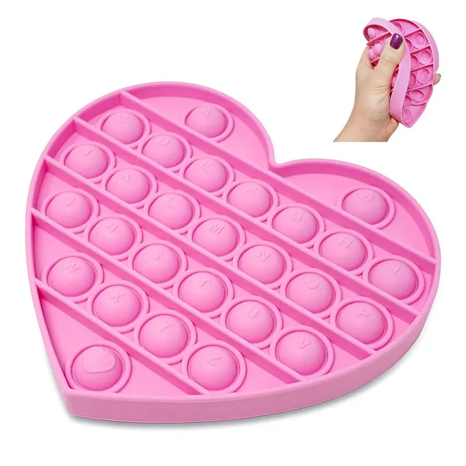 Push Pop Bubble Fidget Spinner - 5-Inch Heart in Assorted Colors - Image 2