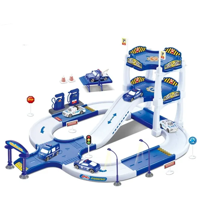 Police Station Parking Play Set - 39 Pieces - Fun Activity Toy for Kids