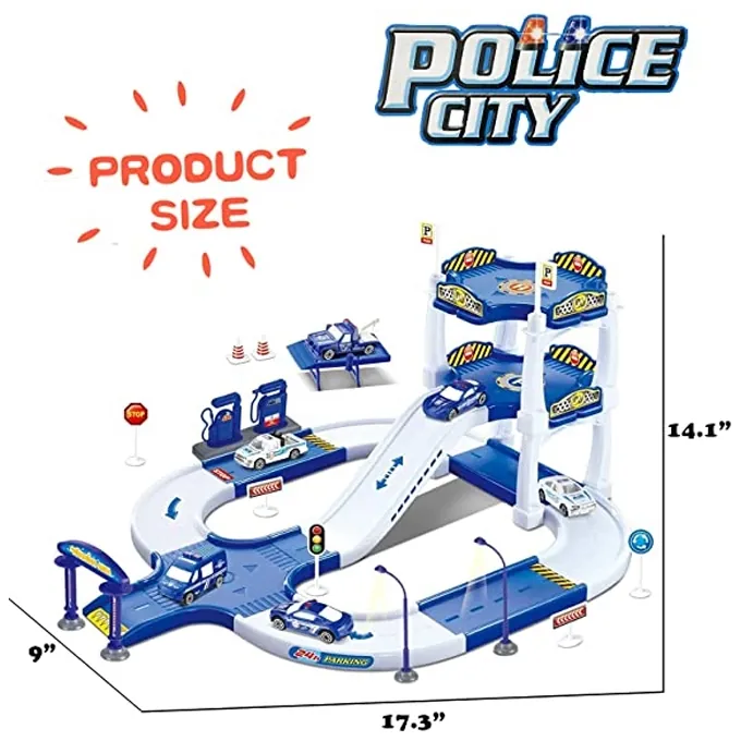 Police Station Parking Play Set - 39 Pieces - Fun Activity Toy for Kids - Image 2