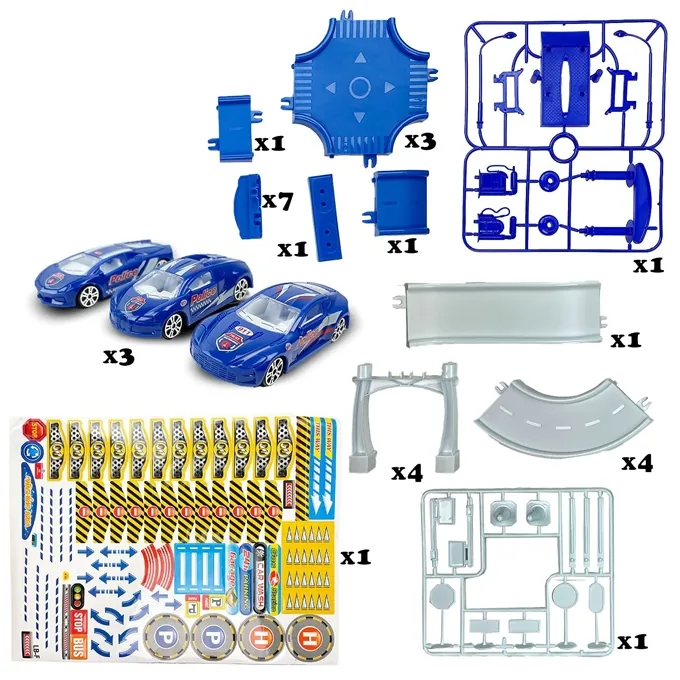 Police Station Parking Play Set - 39 Pieces - Fun Activity Toy for Kids - Image 3