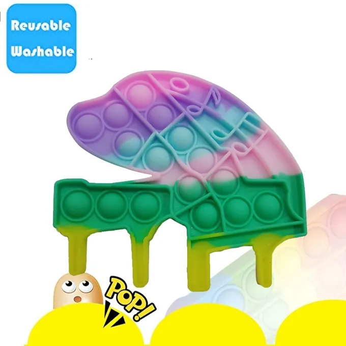 Push Pop Bubble Fidget Spinner - 6-Inch Rainbow Piano Design - Image 3