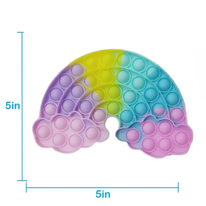 Push Pop Bubble Fidget Spinner - 6-Inch Rainbow Clouds Design - Image 2
