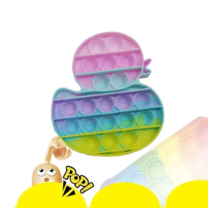 Push Pop Bubble Fidget Spinner - 5-Inch Rainbow Duck Design - Image 3