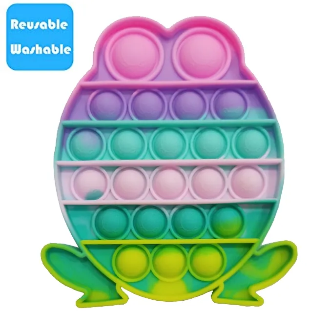 Push Pop Bubble Fidget Spinner - 6-Inch Rainbow Frog Design