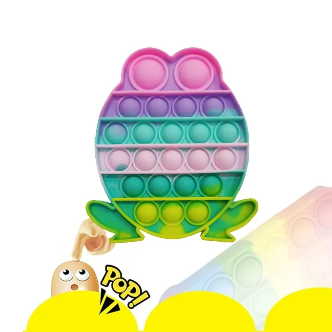 Push Pop Bubble Fidget Spinner - 6-Inch Rainbow Frog Design - Image 3