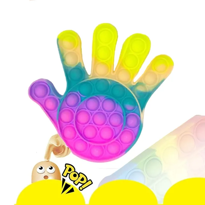 Push Pop Bubble Fidget Spinner - 6-Inch Rainbow Hand Design - Image 2